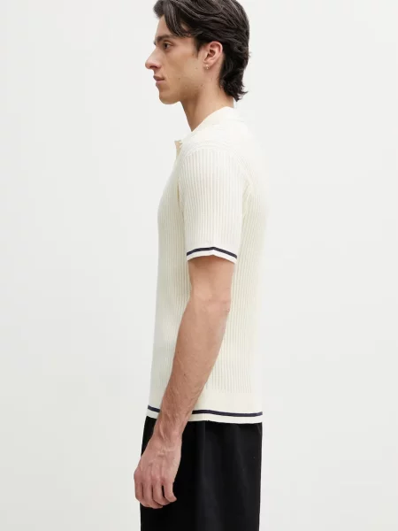 Filling Pieces Fine Knit πόλο ανδρικό μπεζ