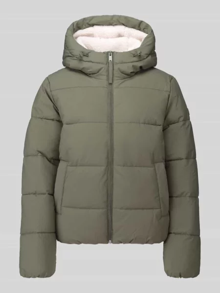 Kurtka w stylu puffer z kapturem i wypełnieniem puchowym Tom Tailor Denim oliwkowa