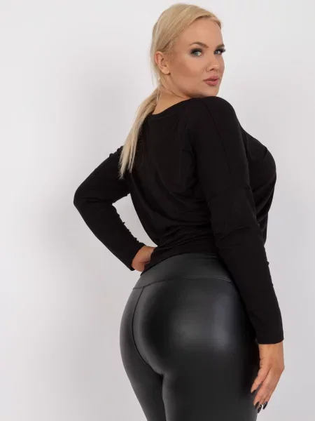 Bluză Fashionhunters cu mâneci lungi lungă negru