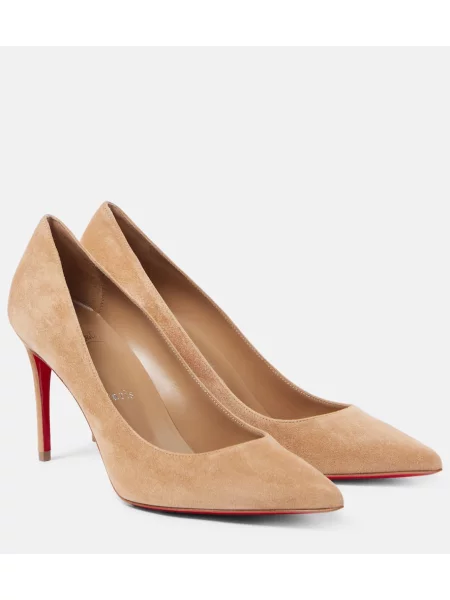 Pantofi cu toc Christian Louboutin din piele de căprioară bej