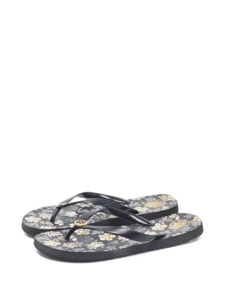 Șlapi Tory Burch cu model floral cu imagine negru