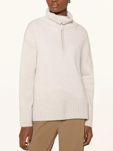 Darling Harbour Sweter Typu Troyer Z Kaszmirem weiss