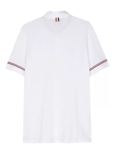 Dryžuota megzta polo marškinėliai Thom Browne balta