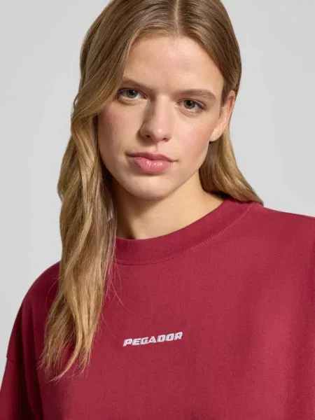 T-shirt o kroju oversized z logo model ‘BRACY’ Pegador bordowa