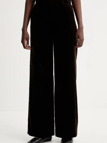 ZADIG&VOLTAIRE pantaloni de catifea drept high waist maro