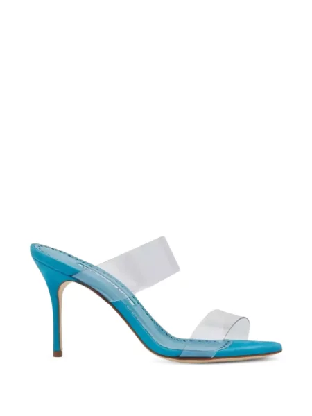 Sandale Manolo Blahnik din piele de căprioară transparente alb