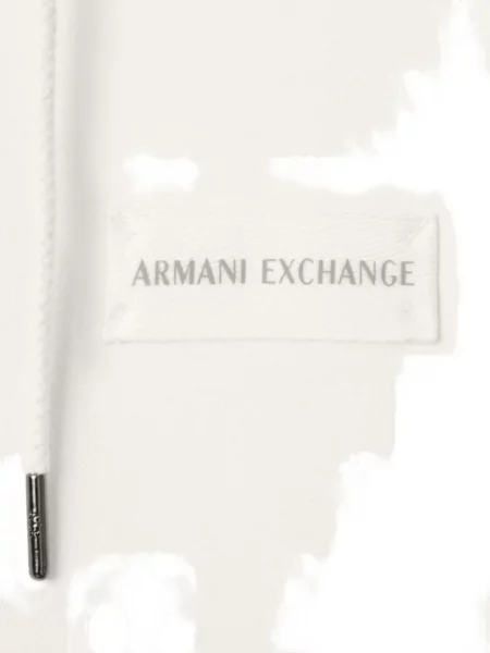 Hanorac cu glugă Armani Exchange cu autograf alb