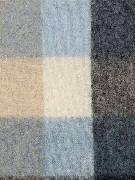 Kostkovaný pletený šál Acne Studios modrý