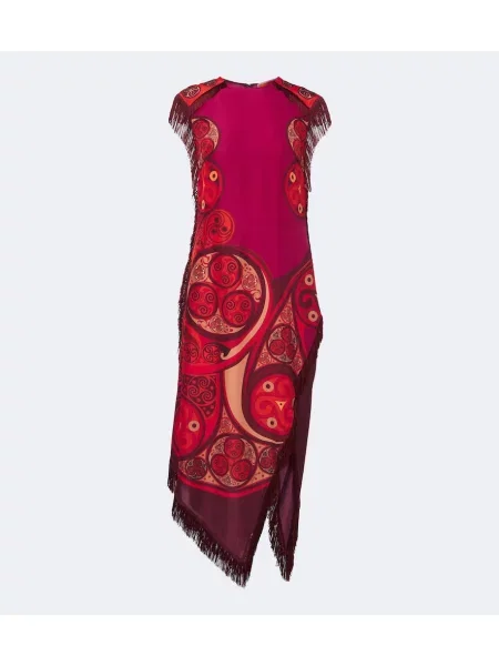 Rochie midi La Doublej cu franjuri de mătase