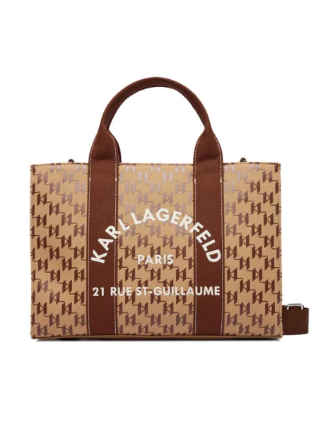 Ročna torba KARL LAGERFELD Rjava bela