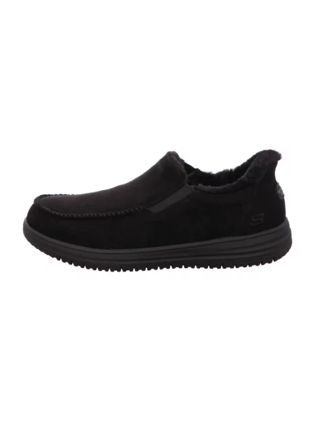 Półbuty Skechers ze sztucznego futra czarne
