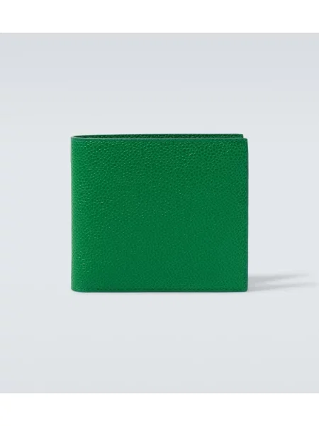 Usnjena denarnica Thom Browne s črtami zelena