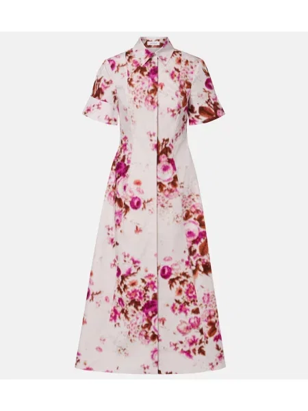 Rochie tip cămașă Erdem cu model floral din poplin