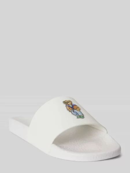 Klapki z aplikacją polo bear Polo Ralph Lauren biała