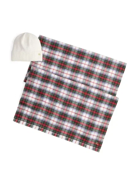 Szal i czapka z dodatkiem wełny model ‘Gift Box Set’ Lauren Ralph Lauren czerwona