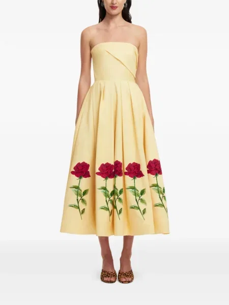 Rochie Leo Lin cu imagine de costum galben