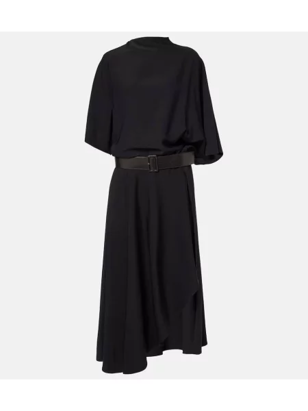 Rochie midi Alaïa din piele până la genunchi de costum negru