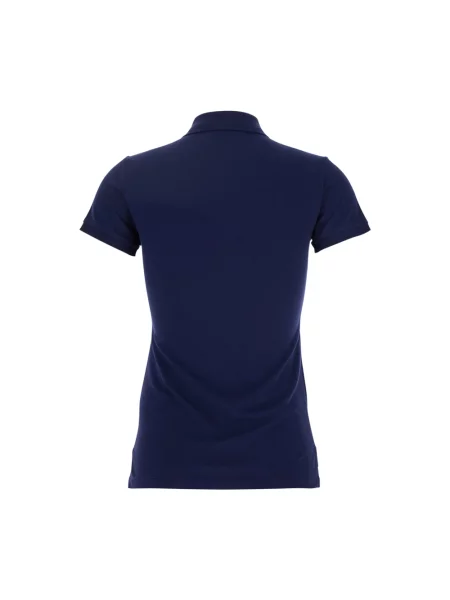 Koszulka polo Ralph Lauren z autografem ze stretchu z siateczki niebieska