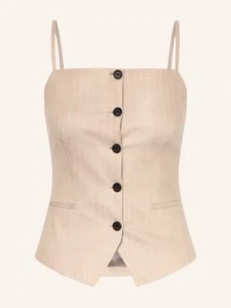 HUGO bluzka z dodatkiem lnu Copale beżowa