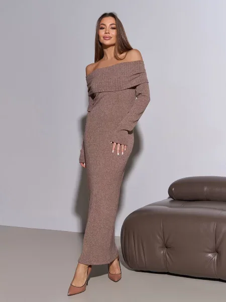 Вовняна Сукня максі ISSA Plus бежевий