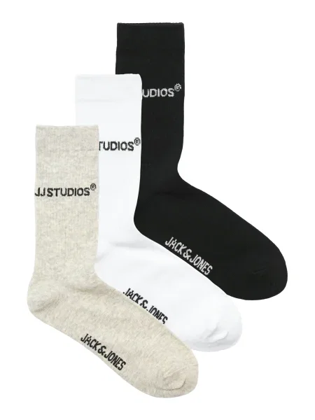 JACK & JONES Čarape JACSOHO svijetlosiva / crna bijela