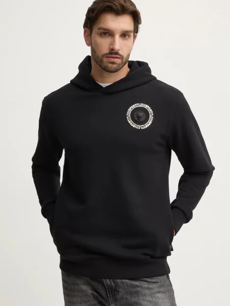 Bluza z kapturem Plein Sport z kapturem w tygrysie prążki czarna