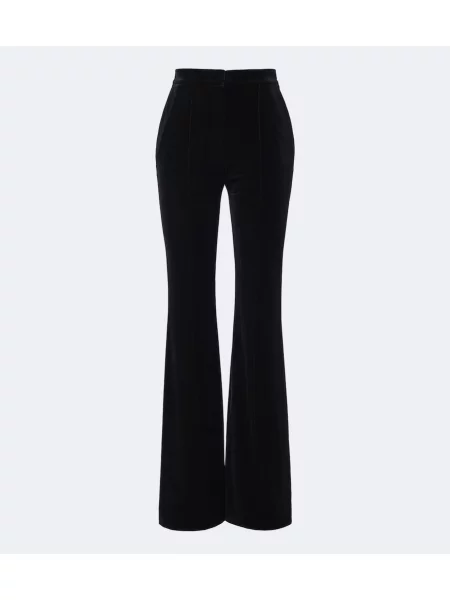 Pantaloni Elie Saab de catifea evazate negru