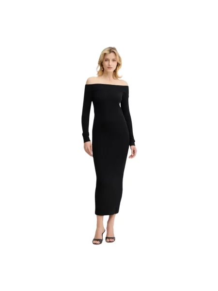 Sukienka maxi Armani Exchange z odkrytymi ramionami czarna
