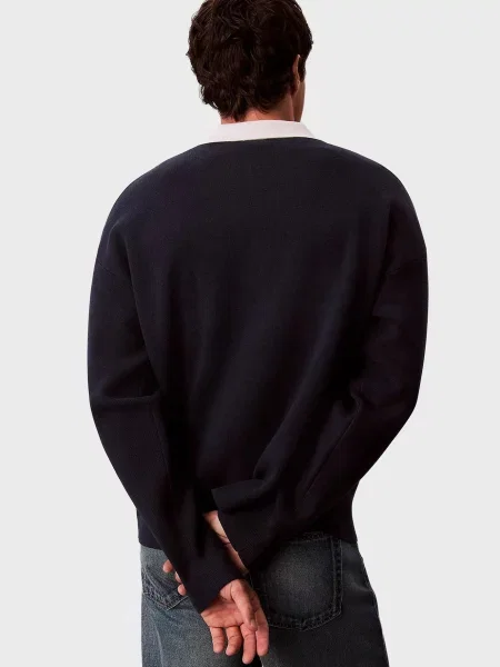 З коміром светр Calvin Klein Jeans синій
