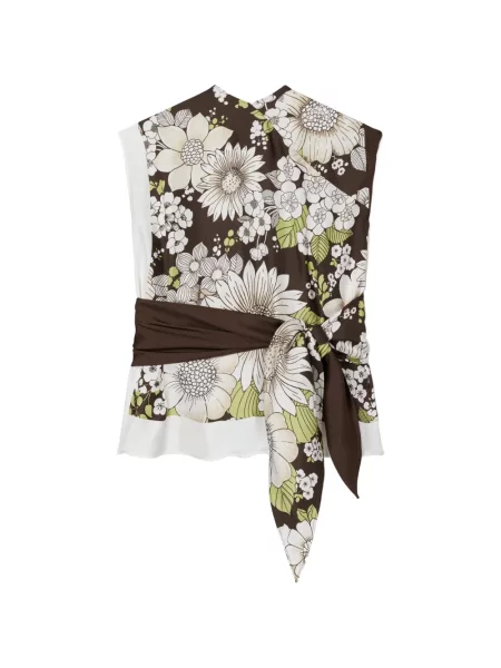 Top Tory Burch de mătase maro
