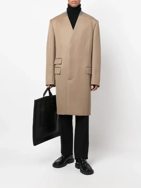 Vilnonis vienakrūtis paltas Maison Margiela