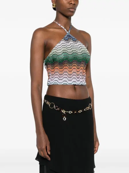 Top Missoni tricotate cu gât halter verde