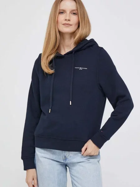 Суичър с качулка Tommy Hilfiger синьо