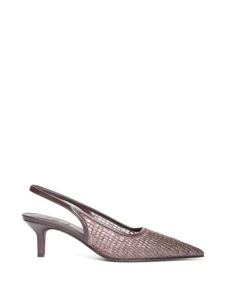 Pantofi cu toc Brunello Cucinelli plasă maro