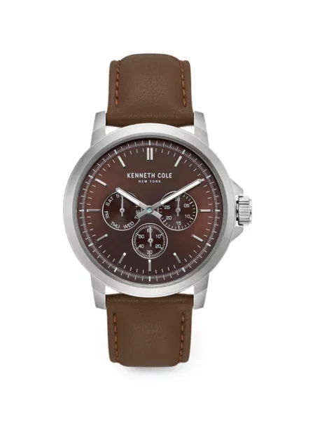 Ceas Kenneth Cole din piele cu bretele maro