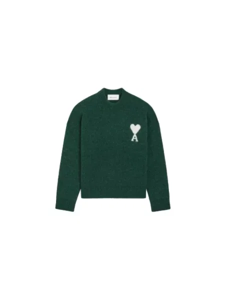 Sweter Ami Paris wełniany zielony