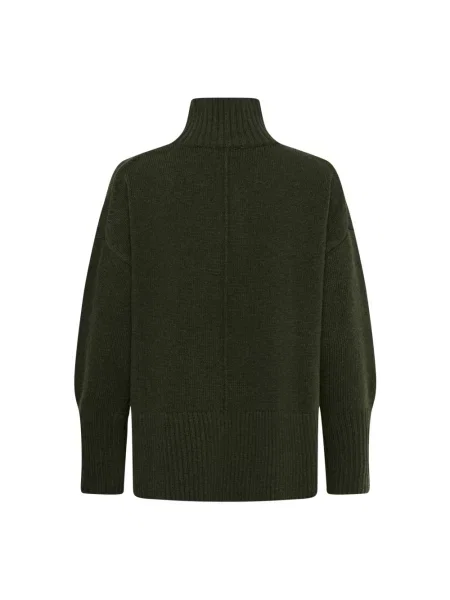 Sweter My Essential Wardrobe wełniany z wysokim kołnierzem zielony