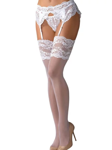 Чулки под с широким кружевом білі