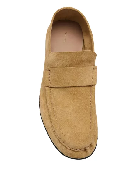Pantofi loafer The Row din piele de căprioară galben