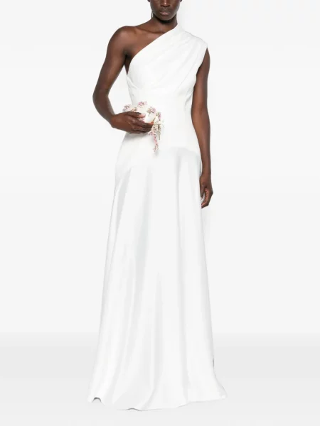 Rochie maxi Solace London cu un umăr gol alb