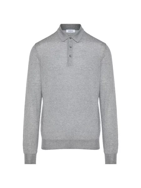 Lung tricou polo Gran Sasso tricotate gri