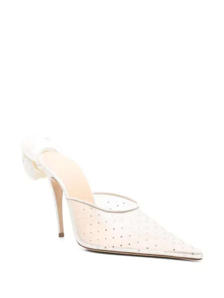 Papuci tip mules Magda Butrym cu model floral alb