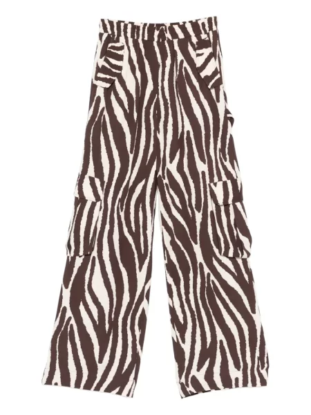 Pantaloni cargo Twinset cu imagine cu model zebră maro