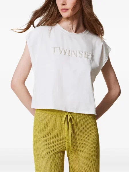 Tricou Twinset cu broderie alb