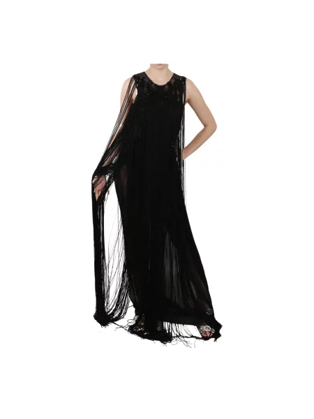 Przezroczysta maksi sukienka maxi John Richmond czarna