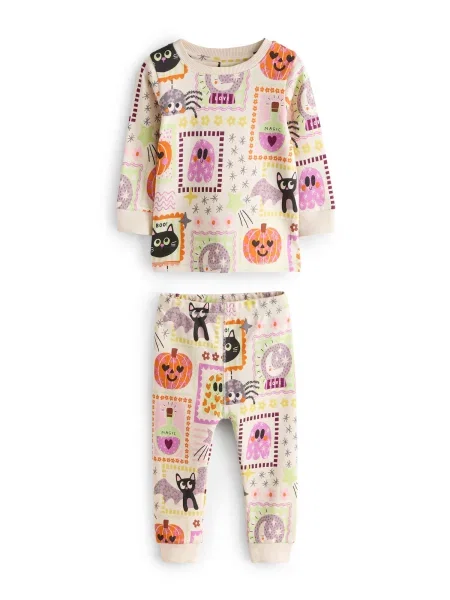 Next Pijamale Halloween Characters crem / verde deschis / portocaliu închis negru