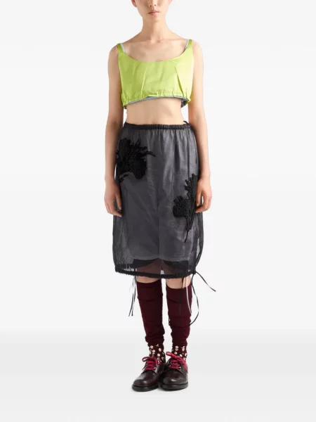 Fustă midi Prada cu broderie negru