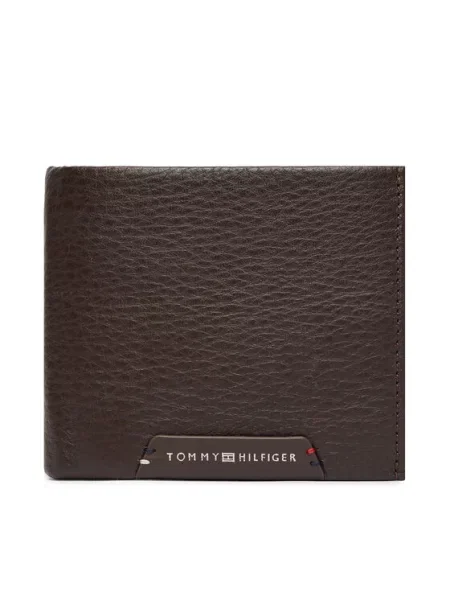Tommy Hilfiger Pénztárca Th Corp Cc Flap And Coin Sötétbarna barna