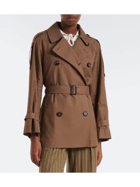 Decupat trenci Max Mara din țesătură twill maro
