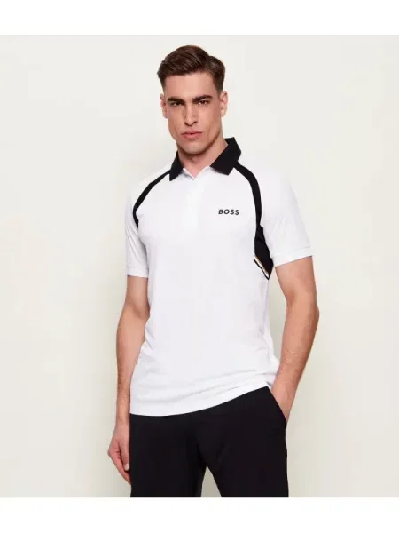 Tricou polo Boss Green alb